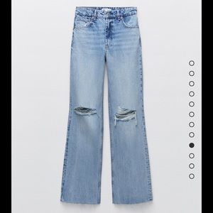 Zara Ripped Wide Leg Jeans